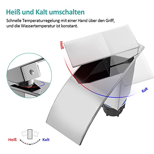 EMKE-Waschtischarmatur-Wasserfall-Wasserhahn-fuer-Badezimmer-Waschbecken-Badarmatur-Chrom-aus-Edelstahl-Einhebelmischer-fuer-Waschbecken-mit-Auslauf-Hoehe-117-mm-0-2