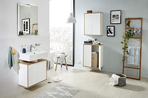 FACKELMANN-Keramik-Waschbeckenrechteckiger-Waschtisch-aus-KeramikMasse-B-x-H-x-T-ca-60-x-13-x-35-cmkubische-Formhochwertiges-Becken-fuers-Bad-und-WCFarbe-WeissBreite-60-cm-0-3