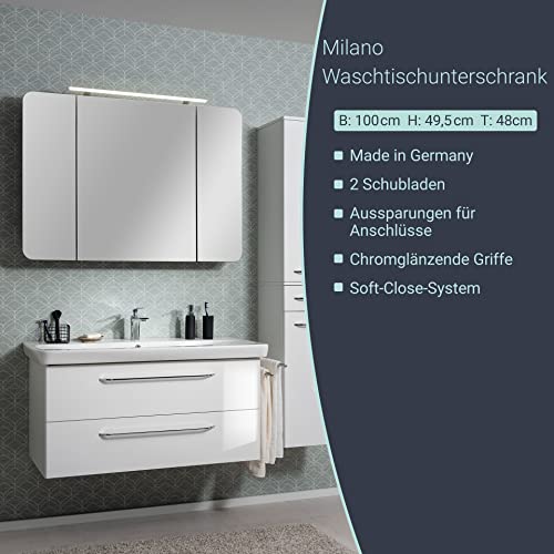FACKELMANN-Milano-Waschbeckenunterschrank-mit-Schubladen--Unterschrank-fuer-Waschtisch-im-Bad-100-cm-x-495-cm-x-48-cm--Badschrank-haengend-in-Weiss-0-0