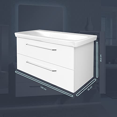 FACKELMANN-Milano-Waschbeckenunterschrank-mit-Schubladen--Unterschrank-fuer-Waschtisch-im-Bad-100-cm-x-495-cm-x-48-cm--Badschrank-haengend-in-Weiss-0-3