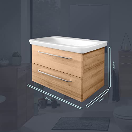 FACKELMANN-Milano-Waschbeckenunterschrank-mit-Schubladen--Unterschrank-fuer-Waschtisch-im-Bad-80-cm-x-495-cm-x-48-cm--Badschrank-haengend-in-Holz-braun-0-3