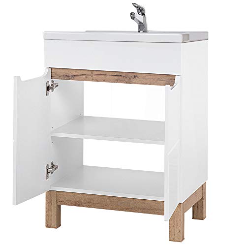 Lomadox-Badmoebel-Waschplatz-Set-in-Hochglanz-weiss-mit-Eiche-60cm-Waschtisch-Unterschrank-mit-Keramik-Waschbecken-LED-Spiegelschrank-0-1