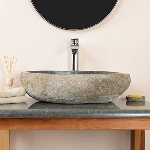 Naturstein-Waschbecken-grau-oval-50-cm-von-WOHNFREUDEN-Steinwaschbecken-mit-Hahnloch-Steinwaschbecken-Badezimmer-Aufsatzwaschbecken-0-4