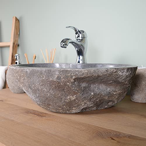 Naturstein-Waschbecken-grau-oval-50-cm-von-WOHNFREUDEN-Steinwaschbecken-mit-Hahnloch-fuer-das-Badezimmer-0-0