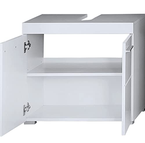 Newroom-Waschbeckenunterschrank-Weiss-Hochglanz-mit-viel-Stauraum-60x56x34-cm-BxHxT-Badezimmer-Unterschrank-Badezimmerschrank-Badezimmermoebel-Badunterschrank-TrinitySeven-0-3