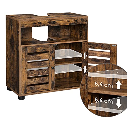 VASAGLE-Waschbeckenunterschrank-Badezimmerschrank-Badschrank-Aufbewahrungsschrank-Unterschrank-mit-2-Lamellentueren-mit-Verstellbarer-Ablage-30-x-60-x-63-cm-vintagebraun-BBK04BX-0-3