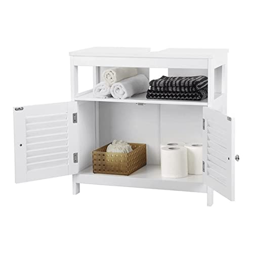 VASAGLE-Waschbeckenunterschrank-Unterschrank-ohne-Waschbecken-viel-Stauraum-Badschrank-mit-Lamellentueren-2-Faecher-60-x-60-x-30-cm-weiss-BBC02WT-0-3