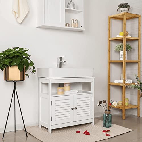 VASAGLE-Waschbeckenunterschrank-Unterschrank-ohne-Waschbecken-viel-Stauraum-Badschrank-mit-Lamellentueren-2-Faecher-60-x-60-x-30-cm-weiss-BBC02WT-0-4