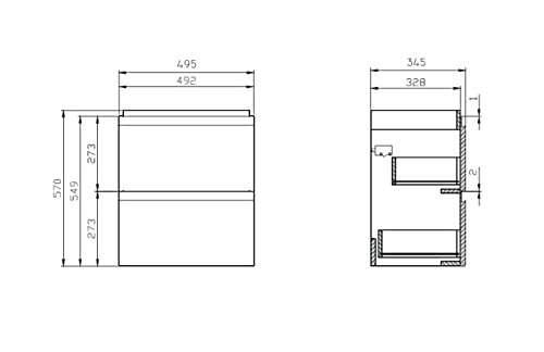 VBChome-Badmoebel-50-x-35-cm-Set-GRAU-Hochglanz-Slim-Waschbecken-mit-Unterschrank-Waschtisch-2-Schubladen-Badschrank-Holz-Waschbeckenunterschrank-Badezimmerschrank-Badschrank-0-2
