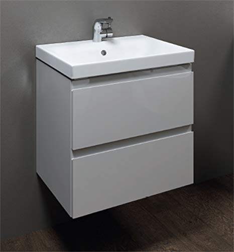 VBChome-Badmoebel-50-x-40-cm-Set-Weiss-Hochglanz-Waschbecken-mit-Unterschrank-Waschtisch-2-Schubladen-Badschrank-Holz-Waschbeckenunterschrank-Badezimmerschrank-Badschrank-0-0
