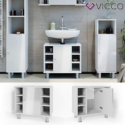 Vicco-Waschtischunterschrank-Fynn-Badschrank-Badezimmerschrank-Waschbeckenunterschrank-Badmoebel-Weiss-Hochglanz-0-0