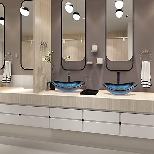 YU-YUSING-Aufsatzwaschbecken-Waschbecken-Glas-Waschtisch-Oval-Hand-Waschschale-mit-Wasserhahn-Set-Bad-Kueche-Gaeste-WC-Modern-Blau-0-4