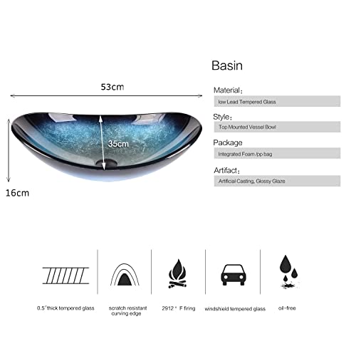 YU-YUSING-Aufsatzwaschbecken-Waschbecken-Glas-Waschtisch-Oval-Hand-Waschschale-mit-Wasserhahn-Set-Bad-Kueche-Gaeste-WC-Modern-Blau-0-5