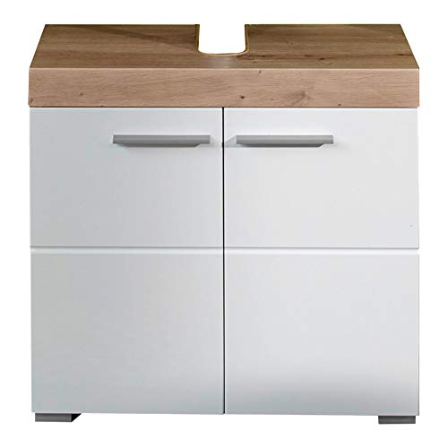 trendteam-smart-living-Badezimmer-Waschbeckenunterschrank-Unterschrank-Schrank-Amanda-60-x-56-x-34-cm-in-Asteiche-Weiss-Hochglanz-mit-viel-Stauraum-0